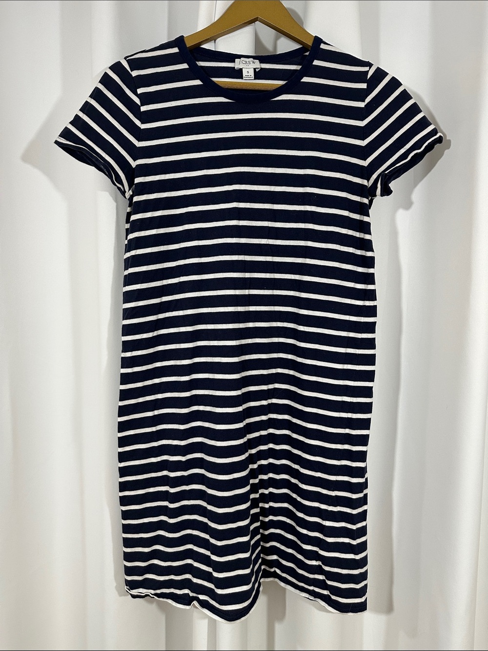 J.Crew Dress Women's Small Navy White Stripe T-Shirt Dress Cotton